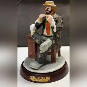 Lightly Loved Figurine - Emmett Kelly Jr. - Stockbroker Clown - 7.5" Tall Flambo